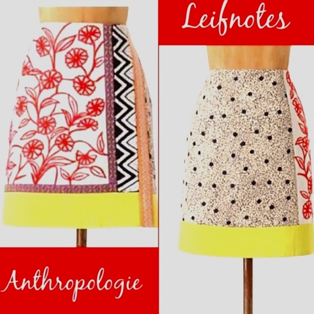 Anthropologie Mini Skirt with Yellow and Red Patterns